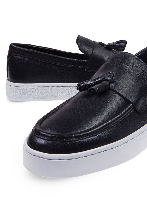 Tassel Siyah %100 Hakiki Deri Erkek Loafer Ayakkabı - 9