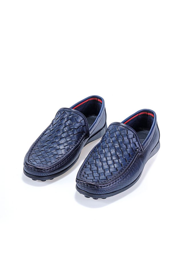 Stride Lacivert Örgülü %100 Hakiki Deri Erkek Loafer Ayakkabı - 6