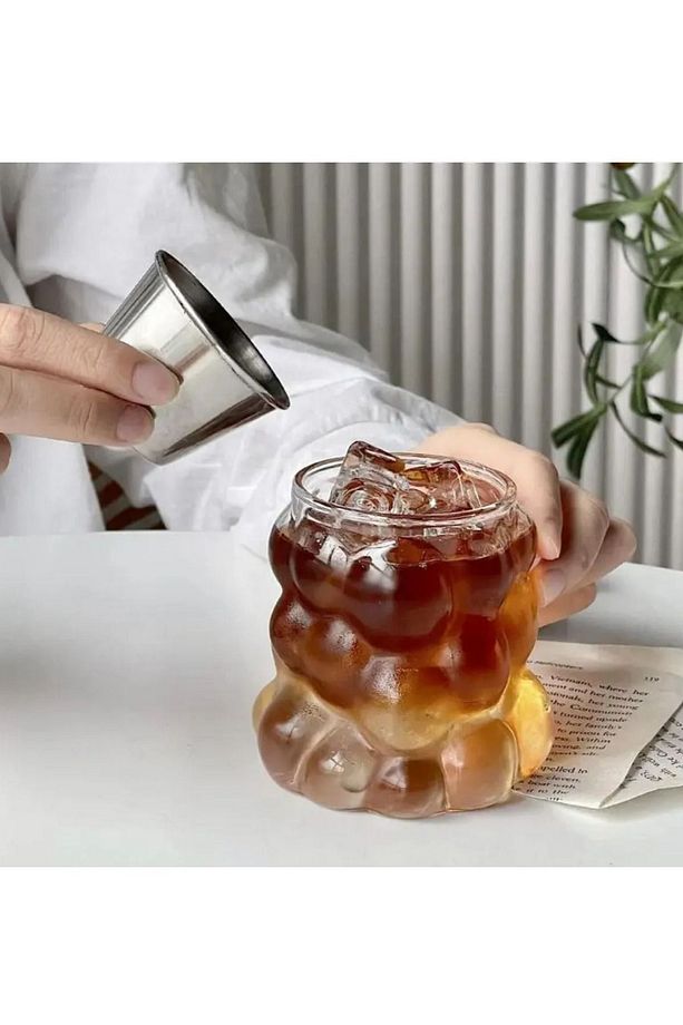 Yeni Stil Borosilikat Üzüm Şekilli Cam Bardak, Latte, Meşrubat, Bubble Bardak 300 ml 2 Adet - 2431 - 5