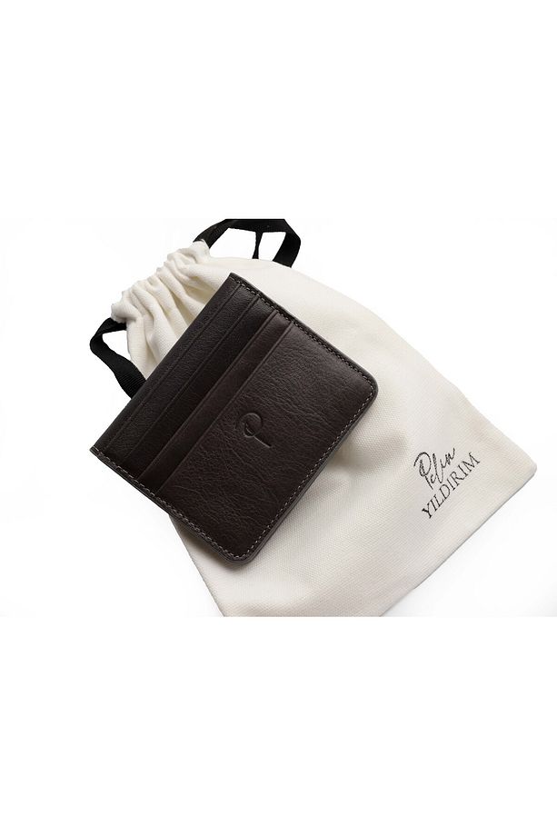 Hakiki Deri Kartlık Kağıt Para Bölmeli Minimal Cüzdan Unisex Mıknatıslı Tozluğu Ile Birlikte - 1