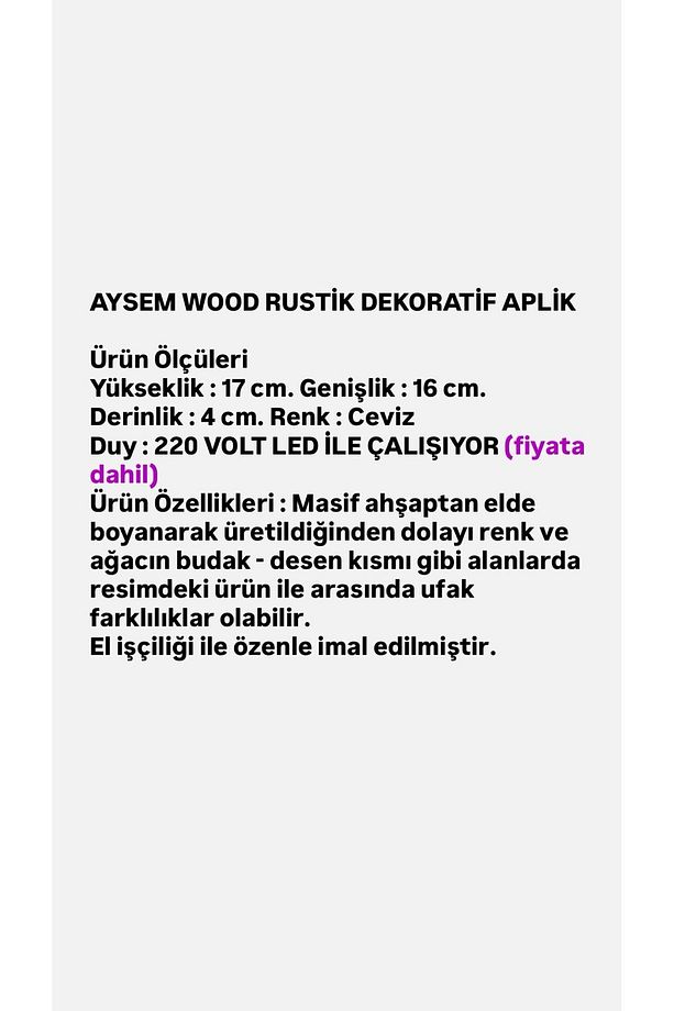 Yansıtma Tasarımlı Çift Yönlü Ahşap Salon Hol Cafe Otel Duvar Aplik Avize - 6