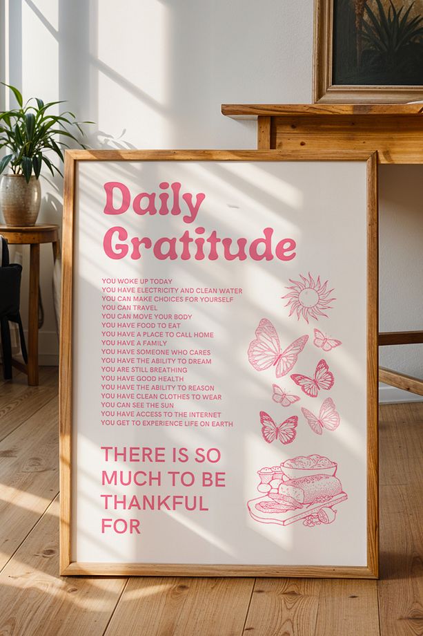 Daily Gratitude Poster - Şükran Minnet Listesi Temalı Motivasyon Duvar Dekoru - Çerçevesiz Baskı - 2