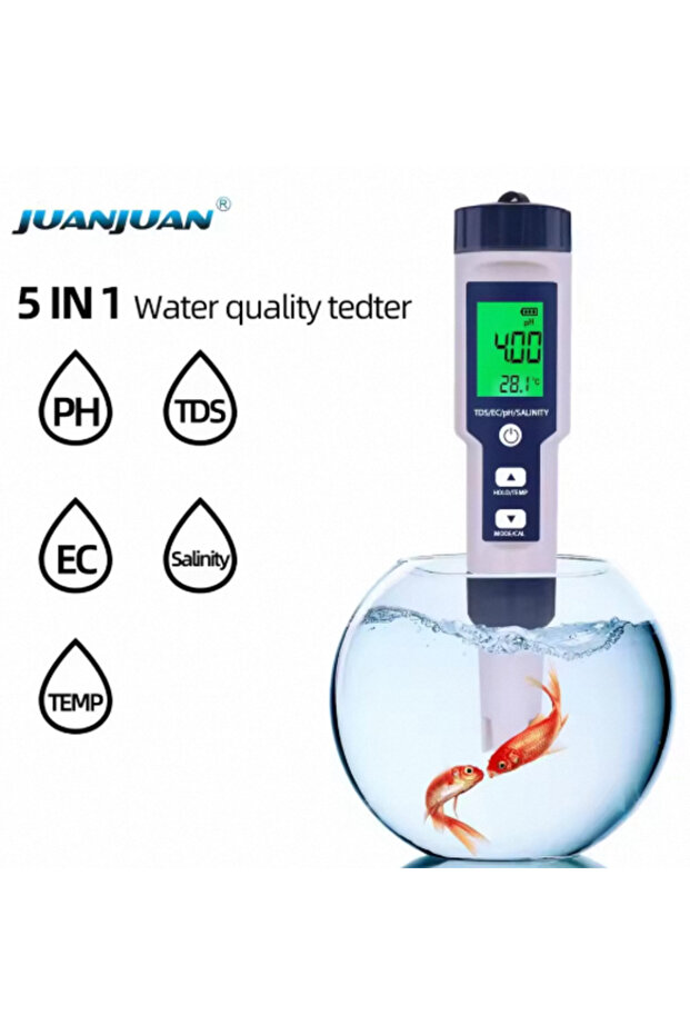 with backlight 5 in 1 PH Meter Water Quality Tester Digital TDS EC PH Salinity Temperature Meter for - 2
