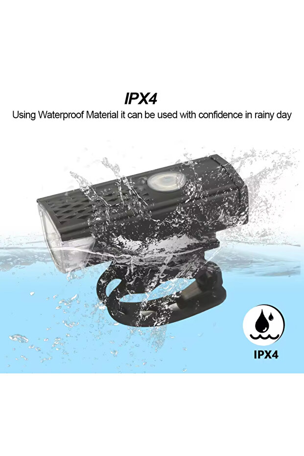 مجموعة مصابيح الدراجة القابلة لإعادة الشحن عبر USB، ضوء أمامي مع ضوء خلفي، سهلة التركيب، 3 أوضاع للدراجة - 4