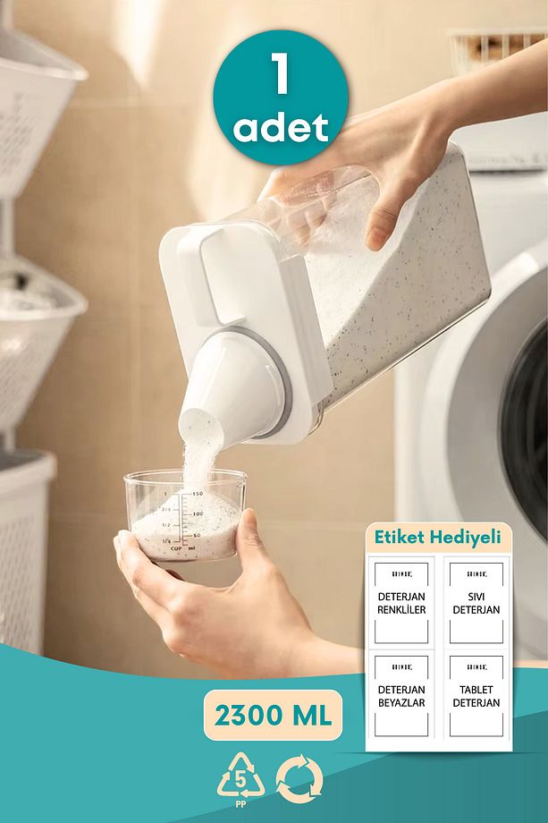 1 Adet Sızdırmaz Depolama Sıvı Toz Deterjan Erzak Saklama Kutusu- Ölçekli Deterjan Kutusu 2300 ml - 1