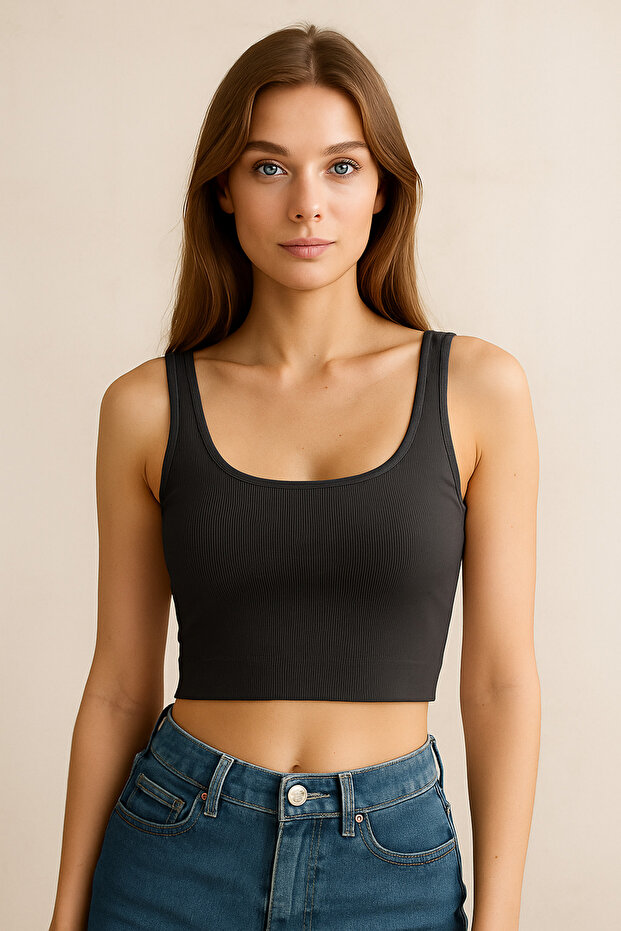 Thick Strap Ribbed Seamless Bustier