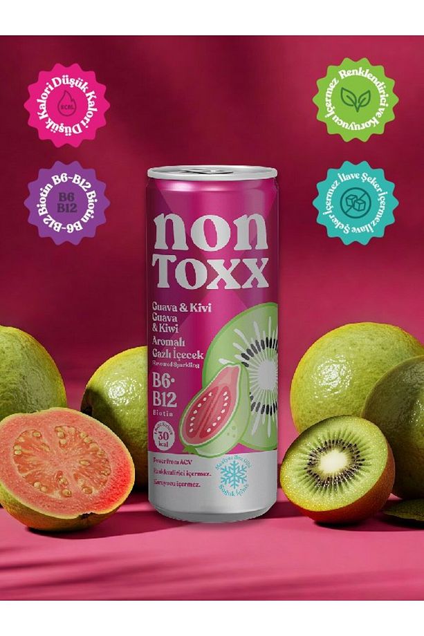 Nontoxx Guava & Kivi Aromalı, Sirkeli, Gazlı İçecek 250 ML - 4