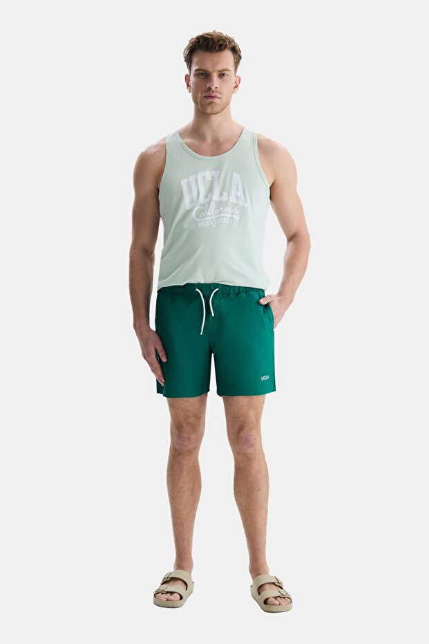 PERKINS Green Sea Shorts Embroidered Men's Sea Shorts