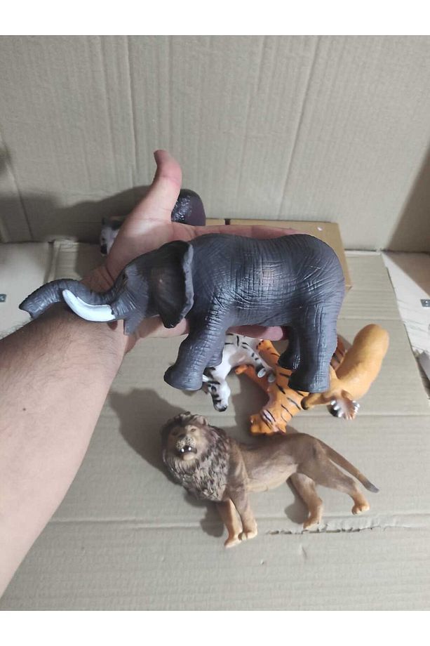 20cm soft hayvanlar vahşi hayvan seti 6 adet hayvan figür oyuncak aslan kaplan fil oyuncak - 3