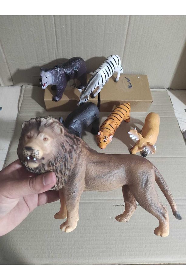 20cm soft hayvanlar vahşi hayvan seti 6 adet hayvan figür oyuncak aslan kaplan fil oyuncak - 2