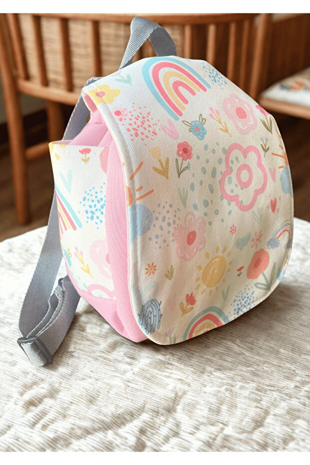 0-7 Years Old Lavender Flower Patterned 101 Children's Backpack 25X22X15 - Colorful and Functional Design