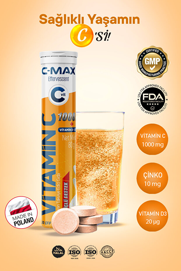 C Vitamini + Çinko + Vitamin D3 Efervesan Tablet - 1