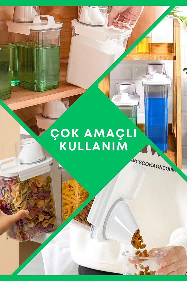1 Adet Sızdırmaz Depolama Sıvı Toz Deterjan Erzak Saklama Kutusu- Ölçekli Deterjan Kutusu 1100 ml - 8