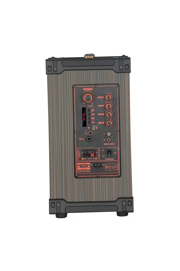 C8 Kablosuz Çift Mikrofonlu Ahşap Hoparlör Süper Bas Bluetooth Fm Kablosuz Mikrofon Karaoke - 2