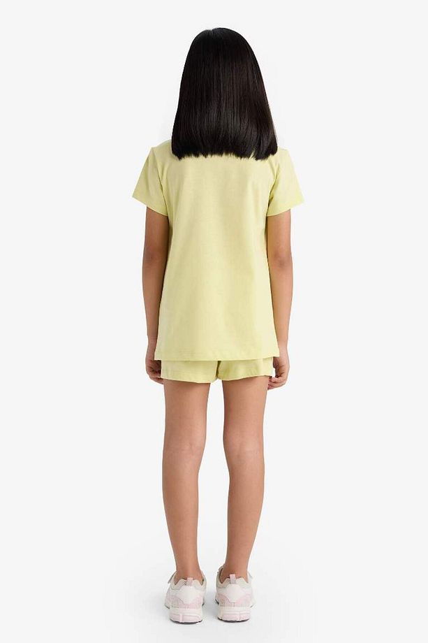 Kız Çocuk Pijama Takımı Baskılı Kısa Kollu Üst Beli Lastikli Şort E0666A825HS - 5