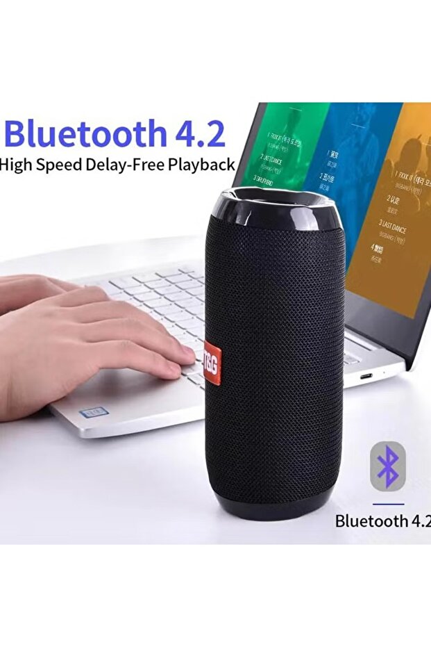 Wireless Bluetooth Speaker With Mic Black مكبر صوت بلوتوث لاسلكي مع ميكروفون أسود - 4