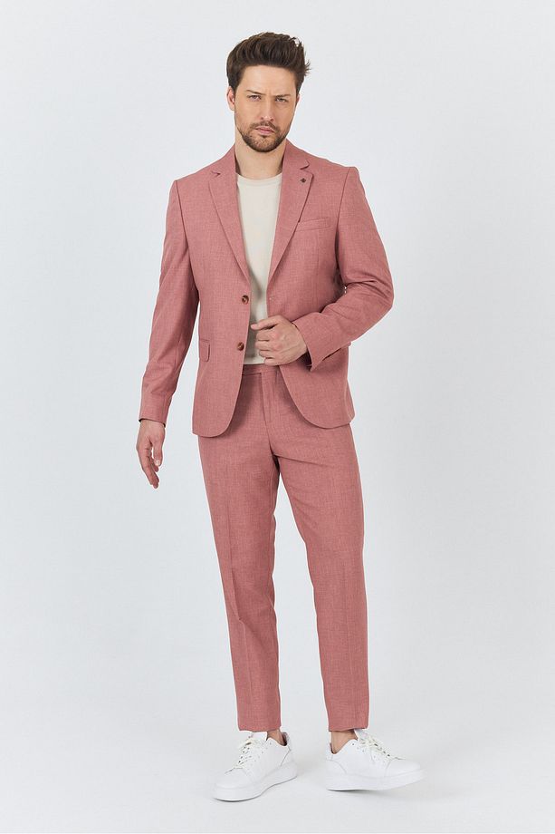 Nipoye Erkek Pembe 2'li Slim Fit Takım Elbise - 4