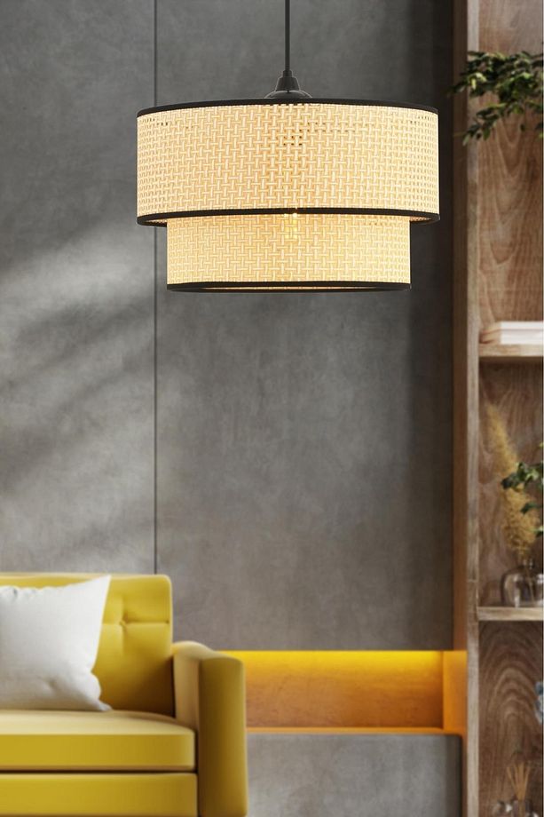 Modern Iskandinav Nordic Hazeran Salon Mutfak Oturma Odası Avize Hasır Rattan Çift Katlı - 4
