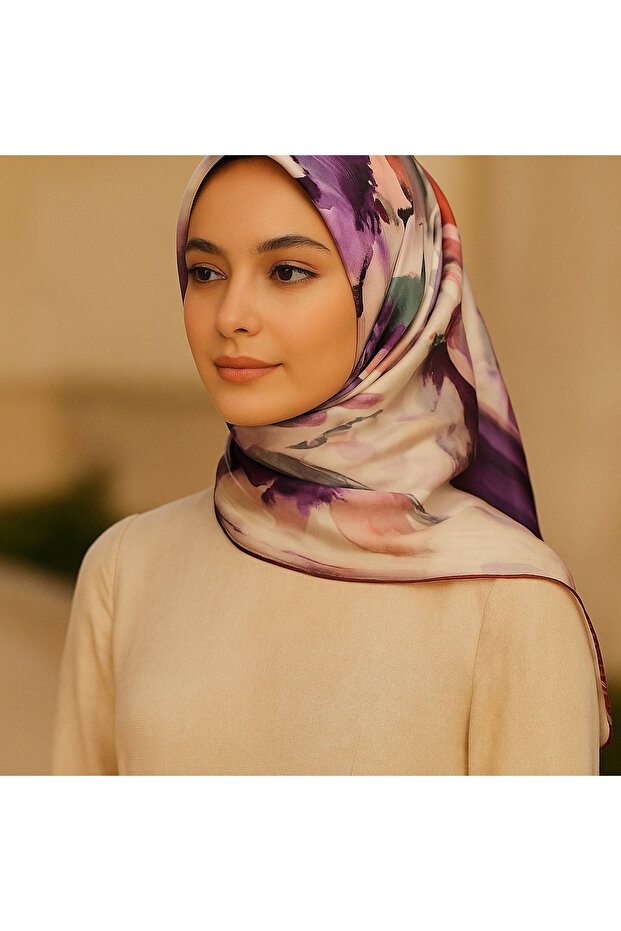 وشاح نسائي مصنوع من الحرير بنسبة 100%
