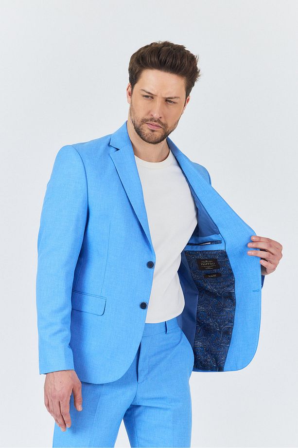 Nipoye Erkek Mavi 2'li Slim Fit Takım Elbise - 7