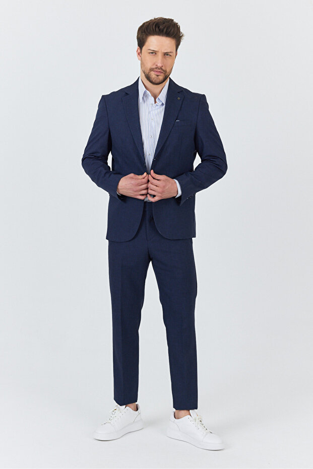 Nipoye Erkek Koyu Lacivert 2'li Slim Fit Takım Elbise - 7