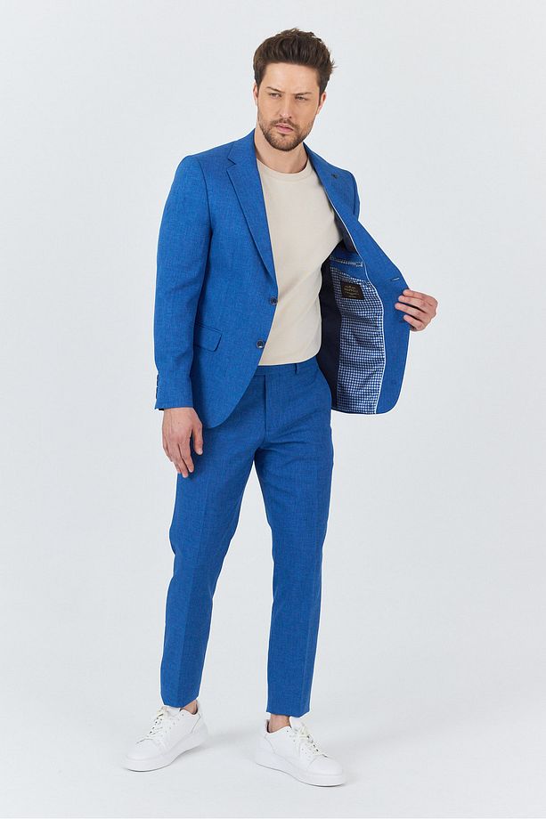 Nipoye Erkek Koyu Mavi 2'li Slim Fit Takım Elbise - 5