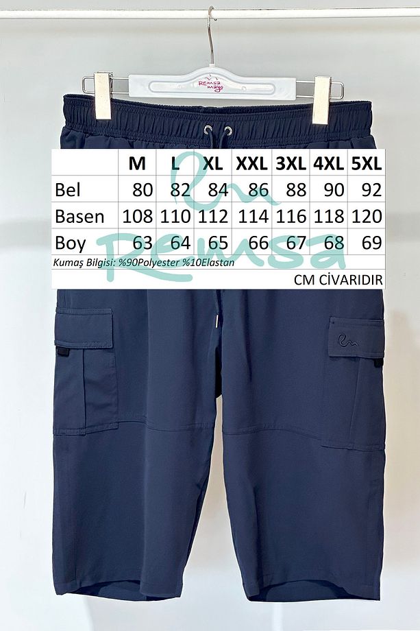 Kargo Cep Erkek Şort Kapri Mayo RKS-09 Lacivert - 8