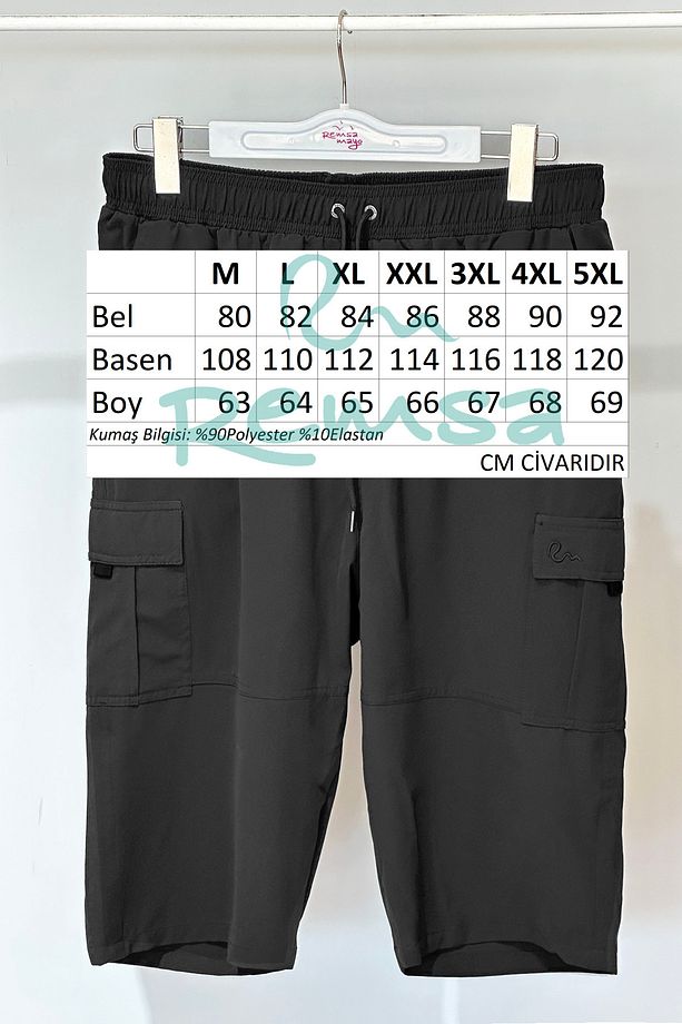 Kargo Cep Erkek Şort Kapri Mayo RKS-09 Siyah - 8