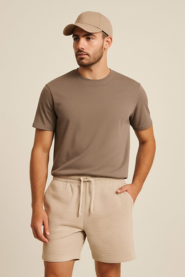 8023 Model Premium Summer Shorts with Ornamental Label Detail
