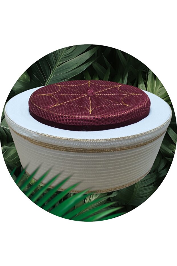 Burgundy Sarık, Mesh Sarık, Luxury Sarık, Handmade Sarık, Cami Sarık, Plain Sarık, Special Sarık, (S228)