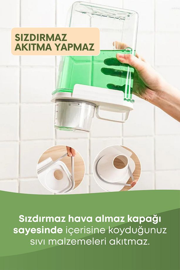 1 Adet Sızdırmaz Depolama Sıvı Toz Deterjan Erzak Saklama Kutusu-ölçekli Deterjan Kutusu 1800 ml - 4
