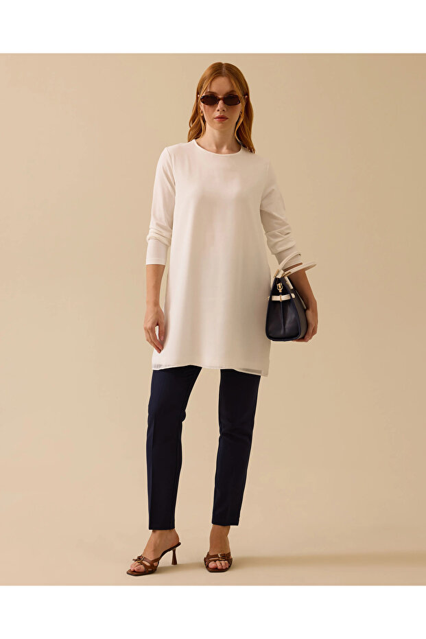 Tül Dokulu Basic Tunik - 1