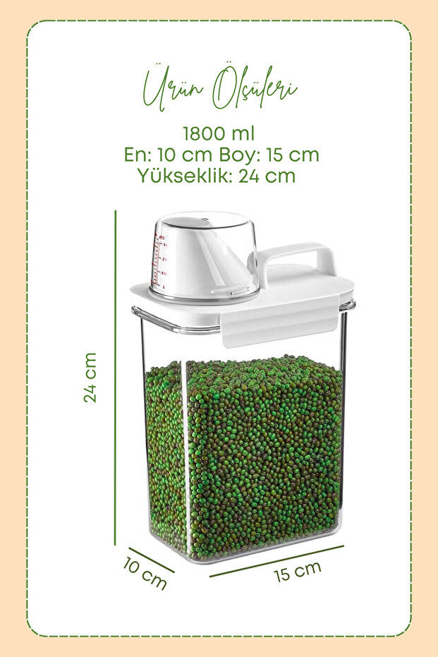 1 Adet Sızdırmaz Depolama Sıvı Toz Deterjan Erzak Saklama Kutusu-ölçekli Deterjan Kutusu 1800 ml - 3