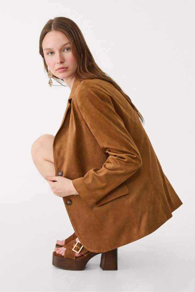 سترة من الجلد السويدي الصناعي - 1