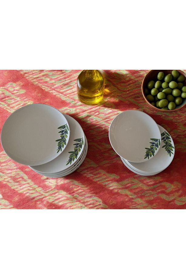 Zeytin Desenli Tabak 25 Cm Ve 21 Cm Cap 2+2 Toplam 4 Adet - 3