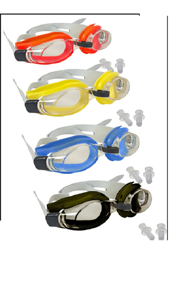 Children's Sea Pool Swimming Goggles with Earplugs Gift (Red, Yellow, Blue, Black, Pink)