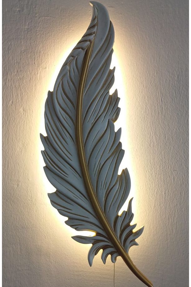Yaprak Aplik Ledli Pilli Dekoratif Duvar Aydınlatma 60x16 cm - 3