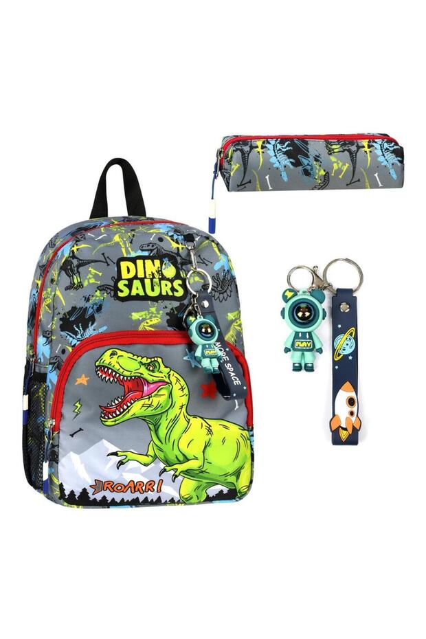 حقيبة ظهر مقاومة للماء على شكل ديناصور لتقويم العظام للأولاد في الحضانة ورياض الأطفال مع حامل قلم + سلسلة مفاتيح