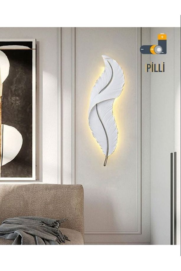 Pilli Dekoratif Tüy Led Aplik Polyester Üründür Alçı Veya Taş Tozu Degildir - 1