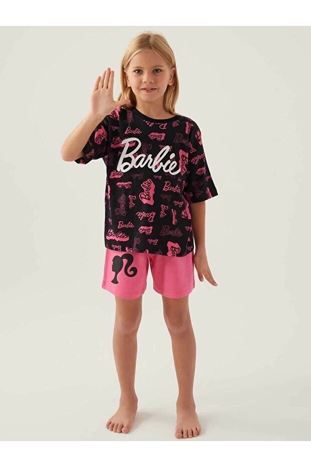 KIZ GARSON ŞORT TAKIM - SİYAH - 1