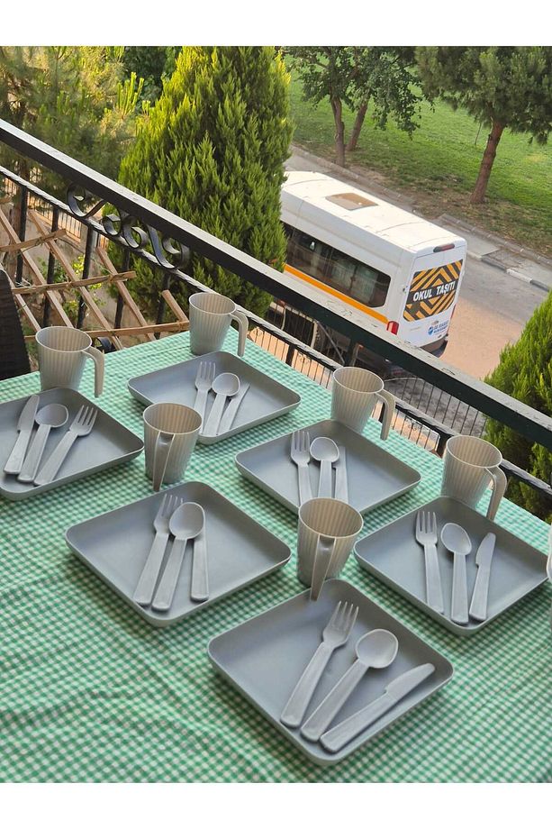 6 Kişilik 32 Parça Piknik Seti 6 Adet Tabak 6 Adet Bardak 6 Adet Kaşık-çatal-bıçak Piknik Seti - 7