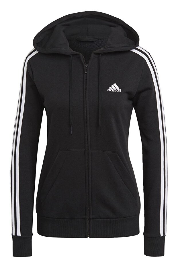 Essentials French Terry 3-stripes Full-zip Kapüşonlu Üst - 4