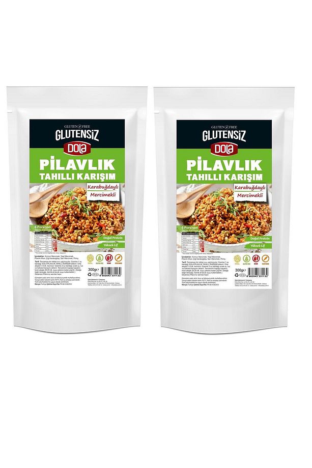Glutensiz Tahıllı Pilavlık Bulgur 300 gr 2 Adet Karabuğdaylı Mercimekli Karışımı - 1