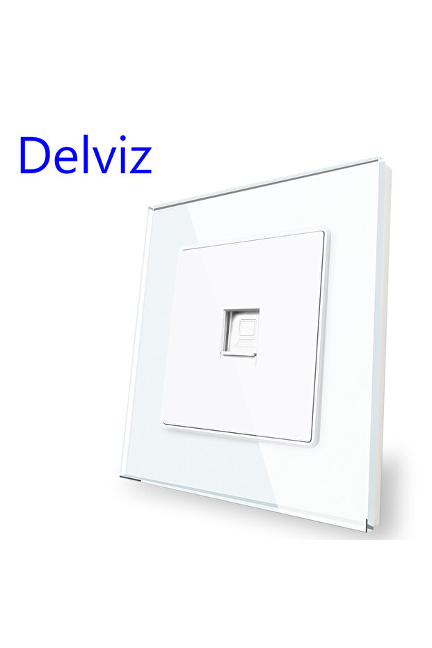 مقبس حائطي لكابل كمبيوتر أبيض من Delviz، زجاج مقوى عالي القوة، لوحة محول وحدة RJ45، كاليفورنيا