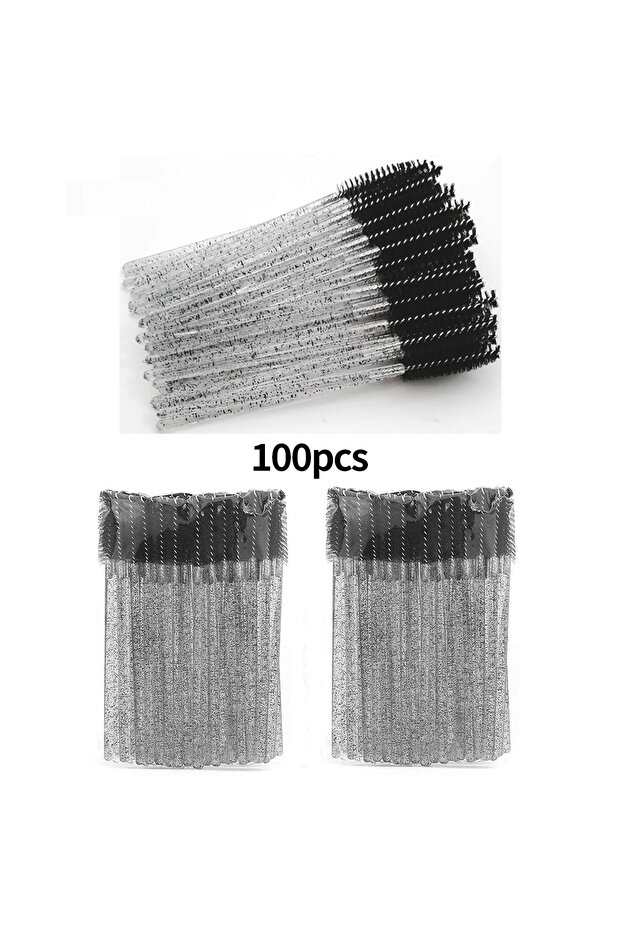 Crystal black 100pcs Disposable Eyelash Brushes Spoolies Micro Lash Mascara Wands Combs Wholesale Fo