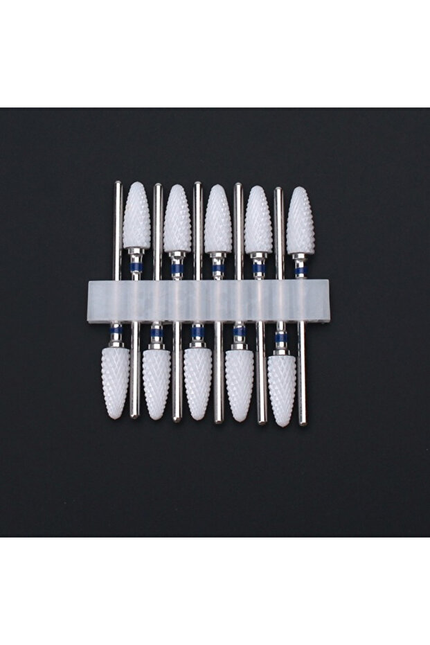 10pc-E2C 10pcs Ceramic Nail Drill Bits Set Milling Cutter for Electric Manicure Bit Flame Corn Files
