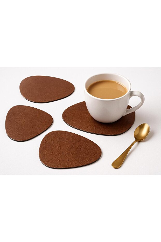 6-Piece Coasters Ideal for Home, Office and Workplace Brown Coasters