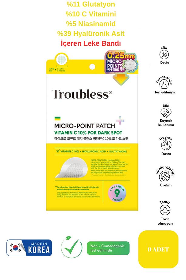 Micro Point Patch C Vit Hyaluronik Asit Glutatyon Kore Leke&sivilce Bandı 9'lu - 1
