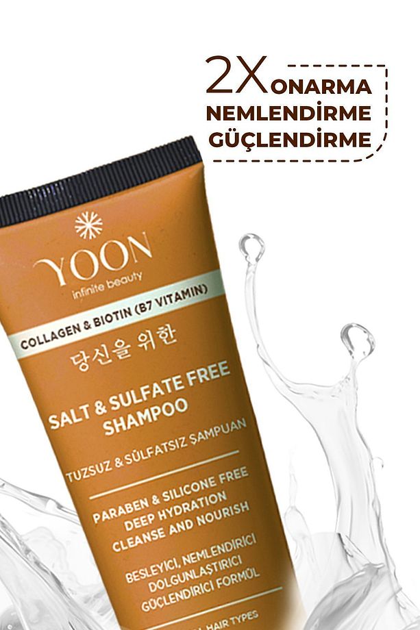 Sülfatsız ve Tuzsuz Şampuan, Kolajen Biotin B7 içerikli Parabensiz, Nemlendirici Vegan Şampuan 250ml - 4