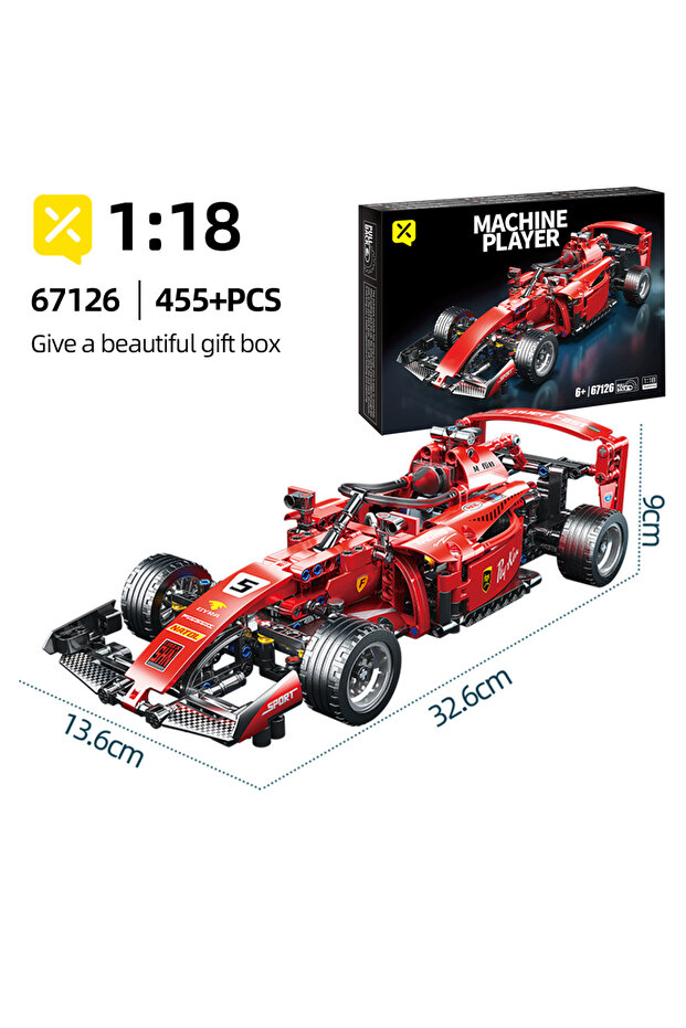 67126 With Box ToylinX 1/18 455PCS Red RC Race Cars Sets MOC Remote Building Blocks Control Car Chri